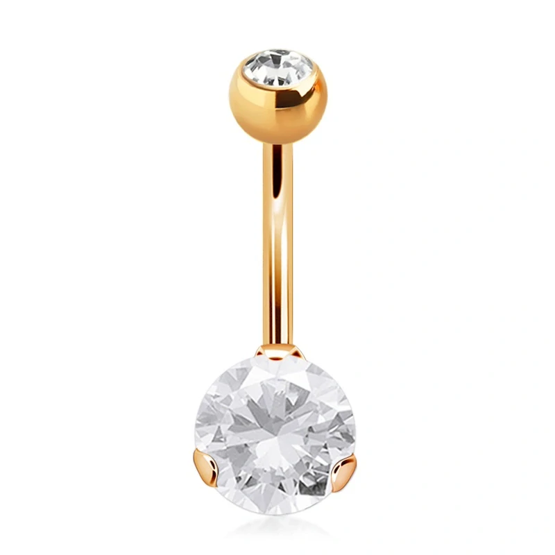Piercing do pupíku s čirým kamínkem
