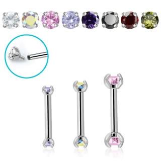 Rovná činka do piercingu z chirurgické oceli s krystaly  BBE2CZIN InfinityPierce