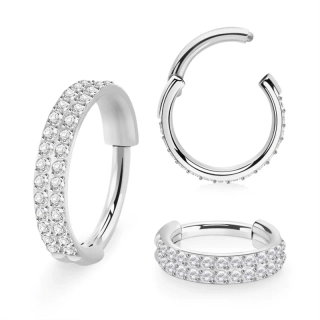 Ocelový kroužek s dvojitou řadou kamínků SGSH22 InfinityPierce