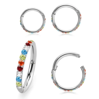 Otevírací kroužek se zirkony v barvě duhy SGSH10RB InfinityPierce